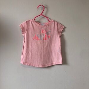 Puma Pink Short Sleeve Logo Tee for Kids